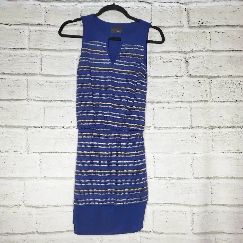 Anyhropologie Greylin Navy Blue Serena Lurex Dress Size small